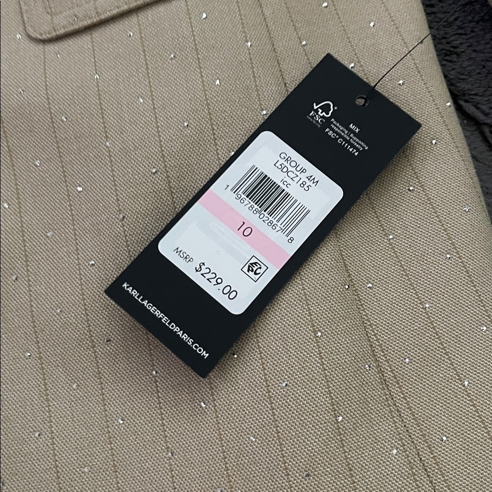 Karl Lagerfeld Beige Pinstripe Jacket - Picture 2 of 9